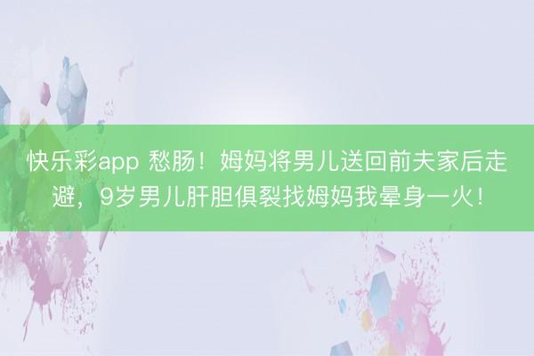 快乐彩app 愁肠!姆妈将男儿送回前夫家后走避,9岁男儿肝胆俱裂找姆妈我晕身一火!