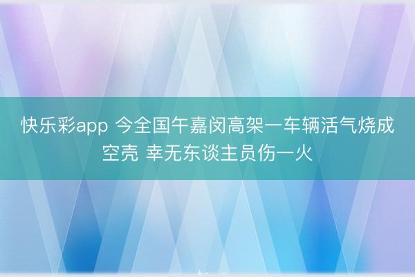 快乐彩app 今全国午嘉闵高架一车辆活气烧成空壳 幸无东谈主员伤一火