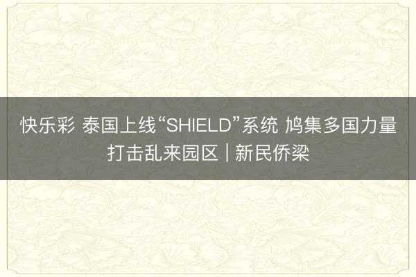 快乐彩 泰国上线“SHIELD”系统 鸠集多国力量打击乱来园区 | 新民侨梁