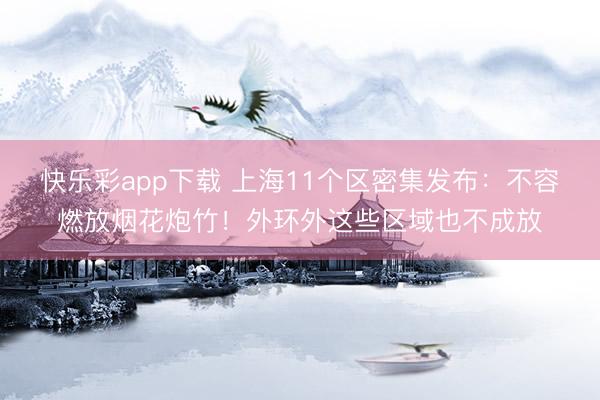 快乐彩app下载 上海11个区密集发布：不容燃放烟花炮竹！外环外这些区域也不成放