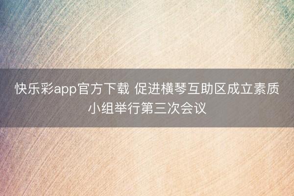 快乐彩app官方下载 促进横琴互助区成立素质小组举行第三次会议