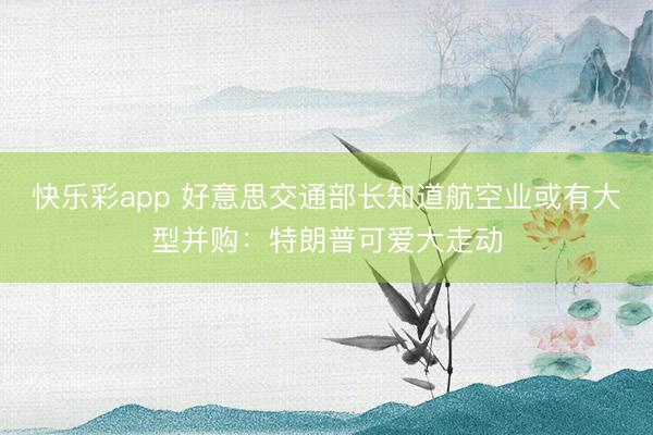 快乐彩app 好意思交通部长知道航空业或有大型并购：特朗普可爱大走动