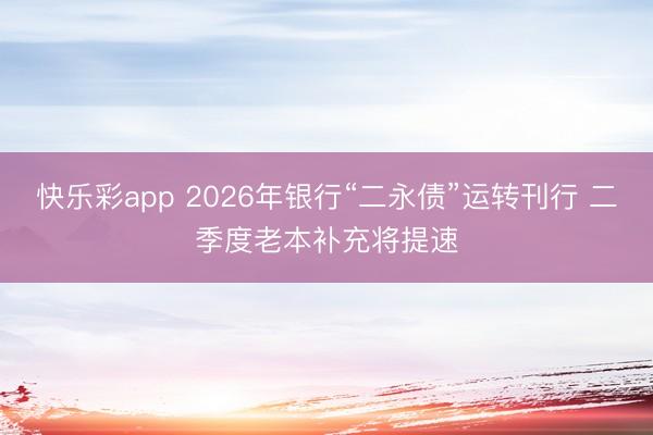 快乐彩app 2026年银行“二永债”运转刊行 二季度老本补充将提速
