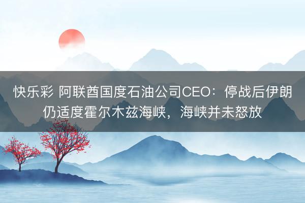 快乐彩 阿联酋国度石油公司CEO：停战后伊朗仍适度霍尔木兹海峡，海峡并未怒放