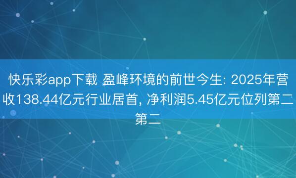 快乐彩app下载 盈峰环境的前世今生: 2025年营收138.44亿元行业居首， 净利润5.45亿元位列第二