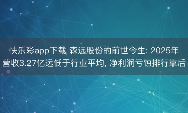 快乐彩app下载 森远股份的前世今生: 2025年营收3.27亿远低于行业平均， 净利润亏蚀排行靠后