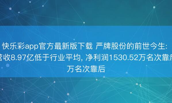 快乐彩app官方最新版下载 严牌股份的前世今生: 营收8.97亿低于行业平均， 净利润1530.52万名次靠后