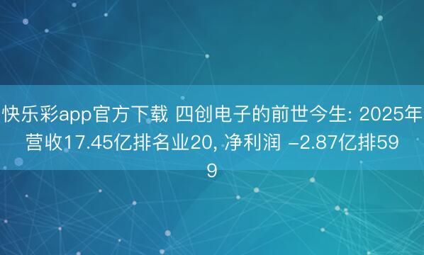 快乐彩app官方下载 四创电子的前世今生: 2025年营收17.45亿排名业20， 净利润 -2.87亿排59