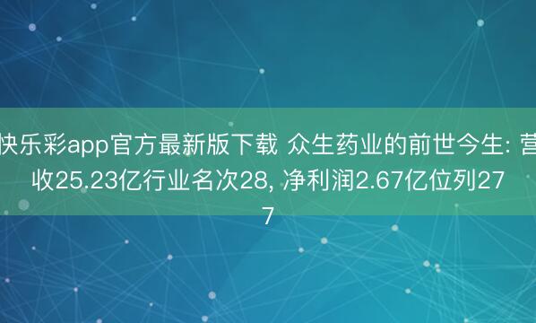 快乐彩app官方最新版下载 众生药业的前世今生: 营收25.23亿行业名次28， 净利润2.67亿位列27