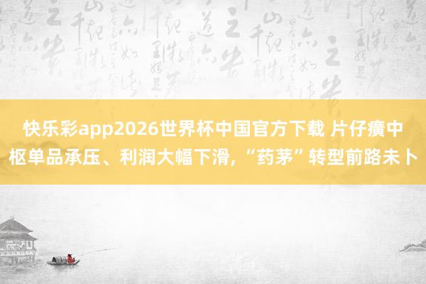 快乐彩app2026世界杯中国官方下载 片仔癀中枢单品承压、利润大幅下滑， “药茅”转型前路未卜