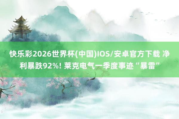 快乐彩2026世界杯(中国)IOS/安卓官方下载 净利暴跌92%! 莱克电气一季度事迹“暴雷”