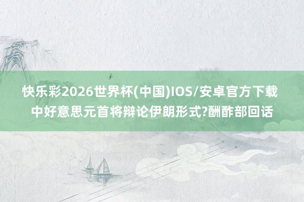 快乐彩2026世界杯(中国)IOS/安卓官方下载 中好意思元首将辩论伊朗形式?酬酢部回话