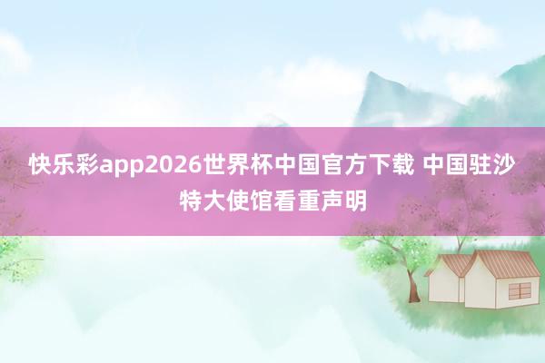 快乐彩app2026世界杯中国官方下载 中国驻沙特大使馆看重声明