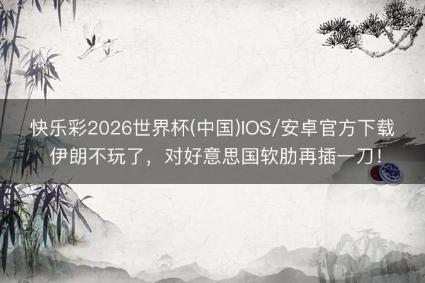 快乐彩2026世界杯(中国)IOS/安卓官方下载 伊朗不玩了，对好意思国软肋再插一刀！