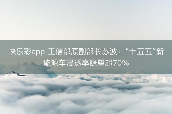 快乐彩app 工信部原副部长苏波：“十五五”新能源车浸透率瞻望超70%