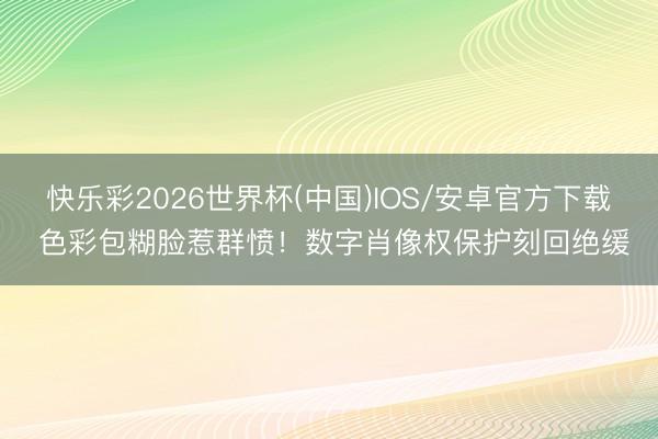 快乐彩2026世界杯(中国)IOS/安卓官方下载 色彩包糊脸惹群愤！数字肖像权保护刻回绝缓