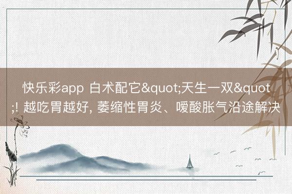 快乐彩app 白术配它"天生一双"! 越吃胃越好， 萎缩性胃炎、嗳酸胀气沿途解决